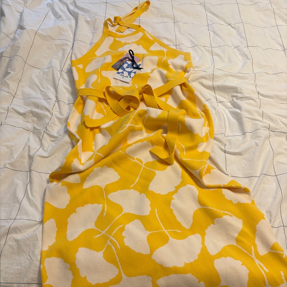 DVF for Target Halter Dress - Ginko Print, Yellow and White